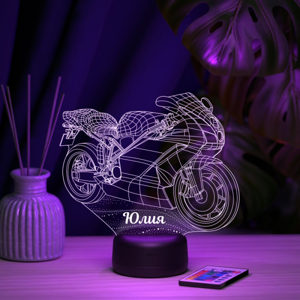 3D светильник  Светильник "Мотобайк с именем Юлия"