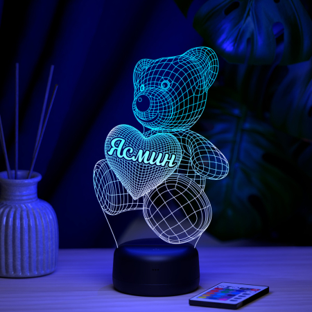 3D светильник  Светильник "Мишка с именем Ясмин"