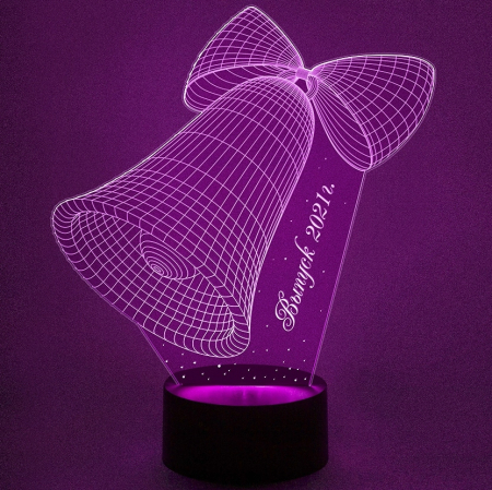 3D светильник  Светильник "Колокольчик - подарок на последний звонок"