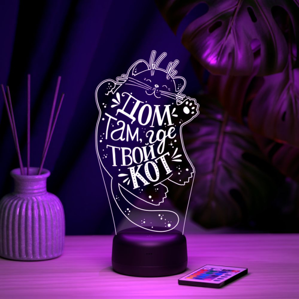 3D светильник  Светильник "Дом там, где твой кот"