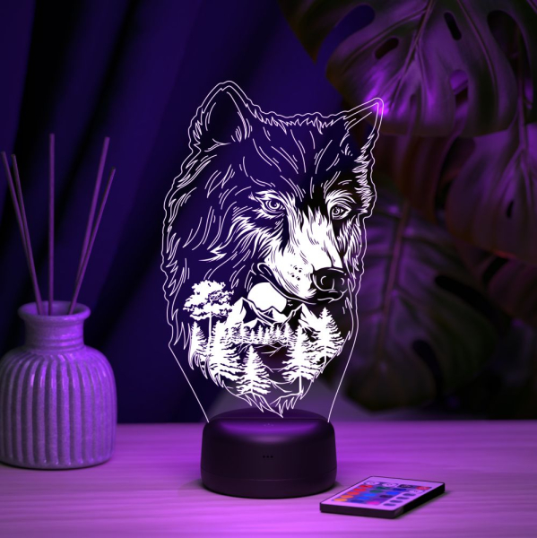 3D светильник  Светильник "Лесной волк"