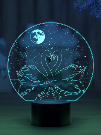 3D светильник  Светильник "Два лебедя в лунную ночь"