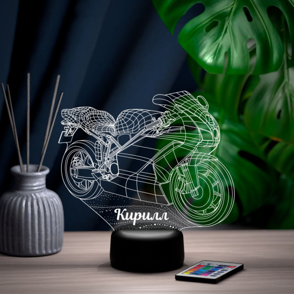 3D светильник  Светильник "Мотобайк с именем Кирилл"