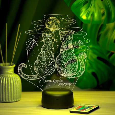 3D светильник  Светильник "Два кота"