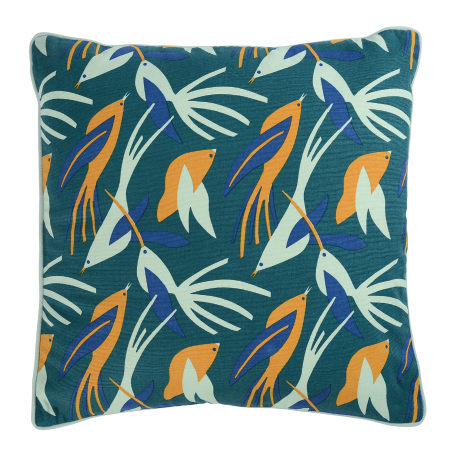 Чехол для подушки зеленого цвета с дизайнерским принтом birds of nile из коллекции wild, 45х45 см