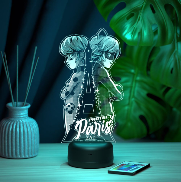 3D светильник  Леди баг и супер кот в Париже