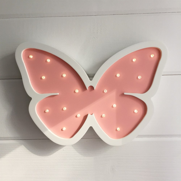 Детский ночник Бабочка Белый/Розовый