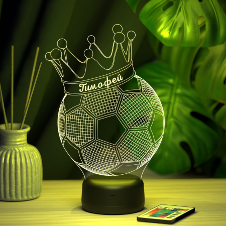 3D светильник  Светильник "Мяч с короной с именем Тимофей"