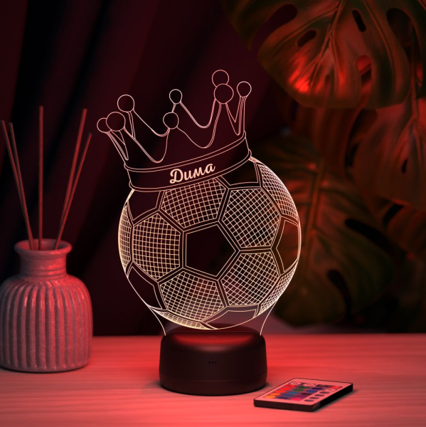 3D светильник  Светильник "Мяч с короной с именем Дима"