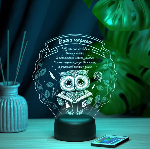 3D светильник  Светильник "Любимому учителю с совой"
