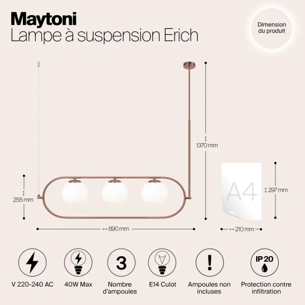 Подвесной светильник Maytoni MOD221PL-03BS
