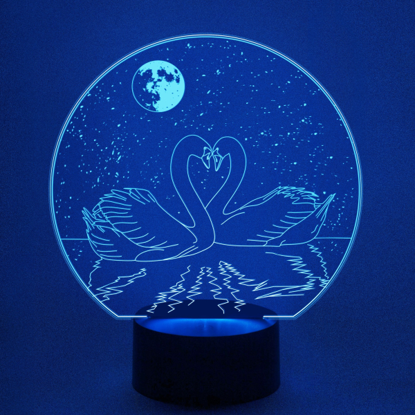 3D светильник  Два лебедя в лунную ночь