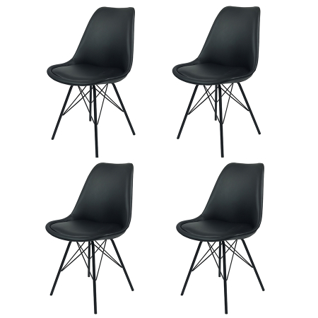 Набор из 4 стульев mirkl, экокожа, черный