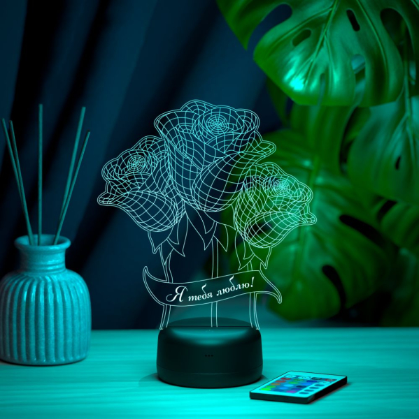 3D светильник  Светильник "Розы с поздравлением"