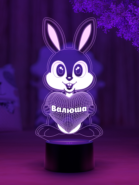 3D светильник  Светильник "Зайчик "Люблю тебя""