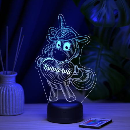 3D светильник  Светильник "Единорог с именем Виталий"