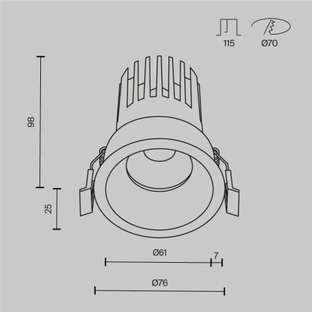 Встраиваемый светильник Technical DL117-15W-4K-B