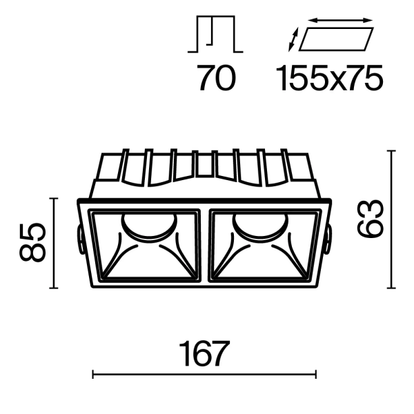 Встраиваемый светильник Technical DL043-02-15W3K-SQ-WB