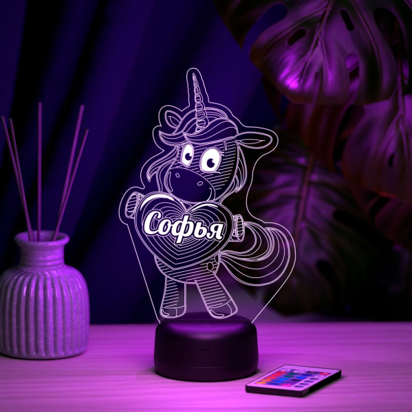 3D светильник  Светильник "Единорог с именем Софья"