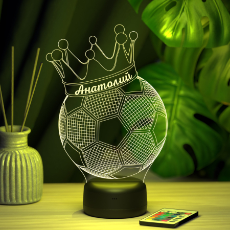 3D светильник  Светильник "Мяч с короной с именем Анатолий"