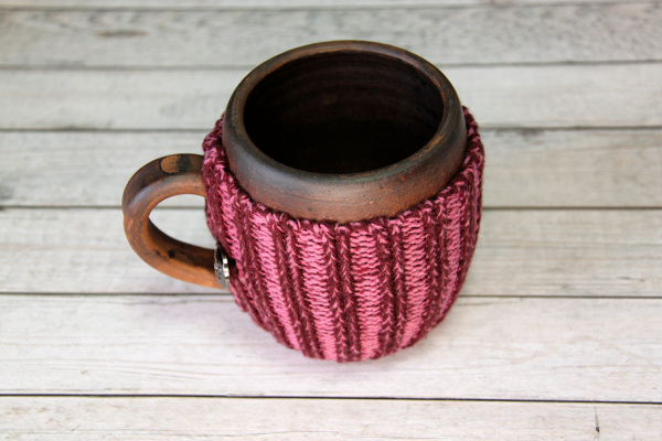 Вязаная кружка с ручкой "Смузи"