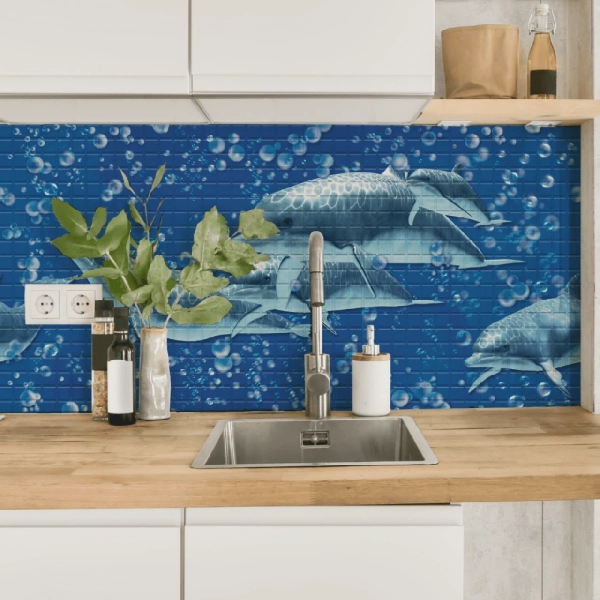 Панель ПВХ 0,3 мозаика «Дельфины» STELLA