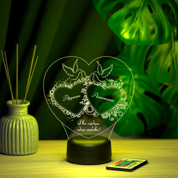 3D светильник  Светильник "Любовь и голуби"