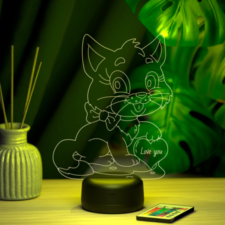 3D светильник  Светильник "Котенок с сердцем"
