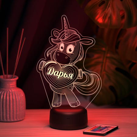 3D светильник  Светильник "Единорог с именем Дарья"