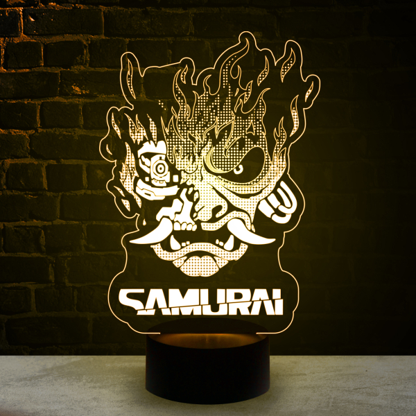 3D светильник  Логотип Samurai Cyberpunk 2077