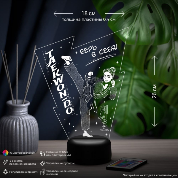 3D светильник  Светильник "Тхэквондо (Девочка)"