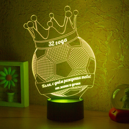 3D светильник  Светильник "Футбольный мяч в короне"