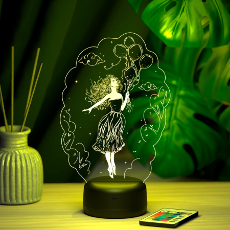 3D светильник  Светильник "Девушка с шариками"