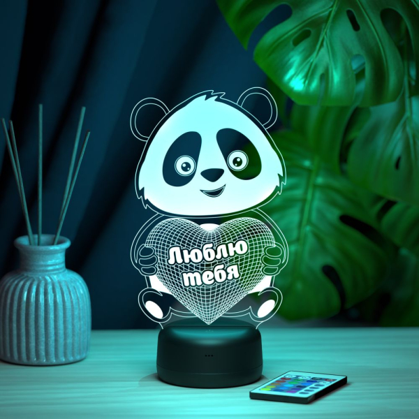 3D светильник  Светильник "Панда "Люблю тебя"