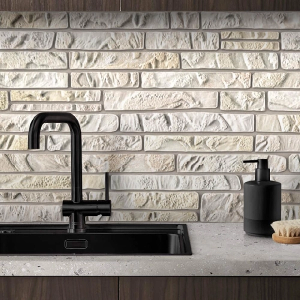 Панель ПВХ 0,3 мозаика Сланец бежевый