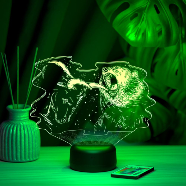 3D светильник  Светильник "Бык и медведь"