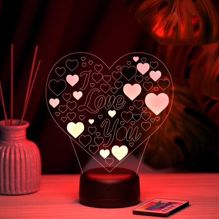 3D светильник  Светильник "Сердце I Love You"