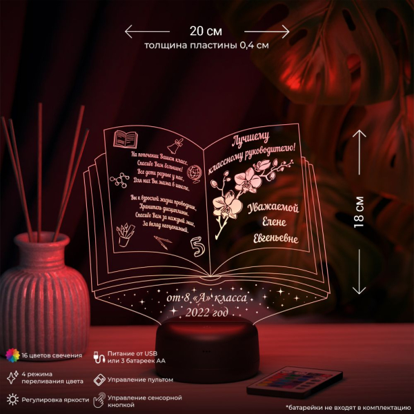 3D светильник  Светильник "Книга для учителя"