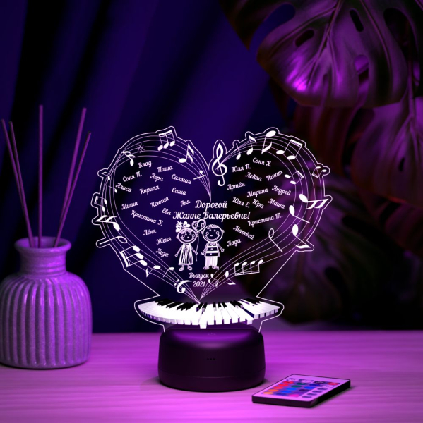 3D светильник  Светильник "Учителю музыки с именами"