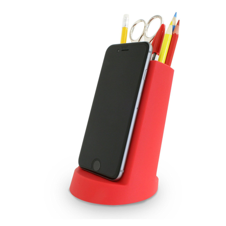 Органайзер для канцелярских принадлежностей с подставкой для телефона красный
