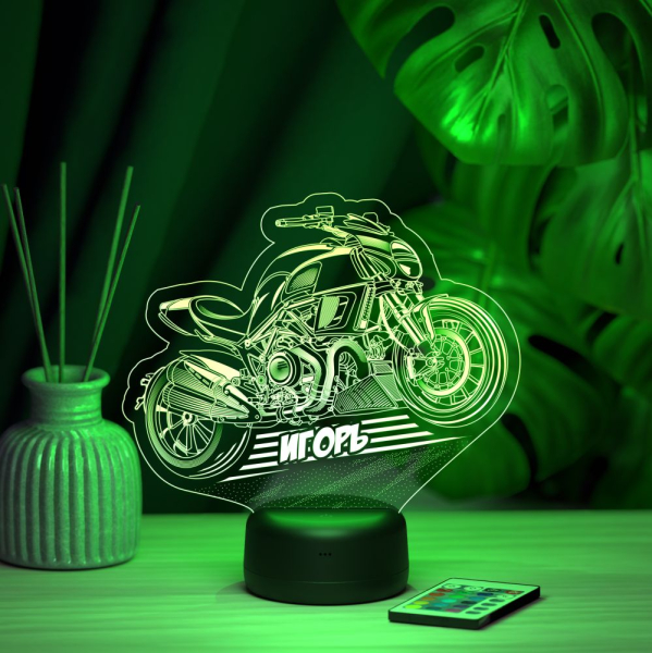 3D светильник  Светильник "Байк с именем Игорь"