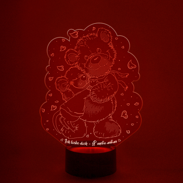 3D светильник  Мышонок и медвежонок