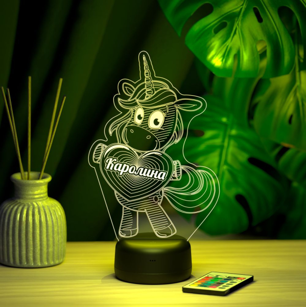3D светильник  Светильник "Единорог с именем Каролина"