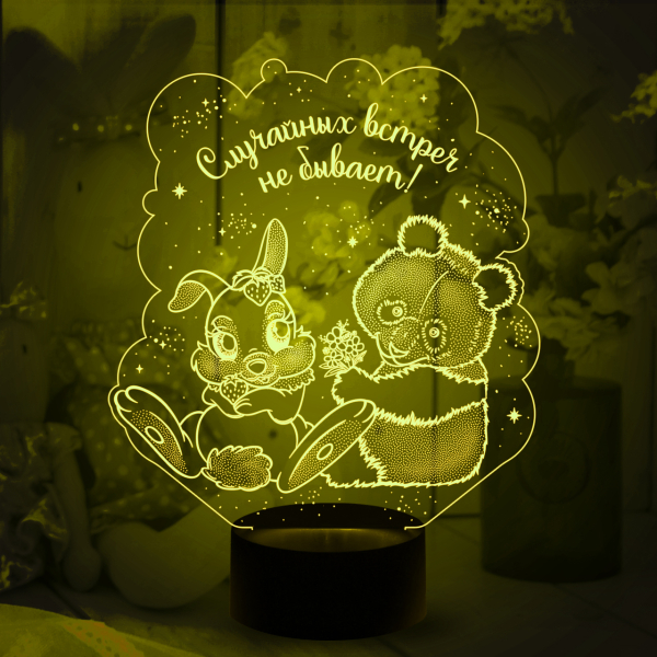 3D светильник  Зайчик и Панда