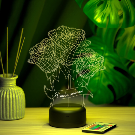 3D светильник  Светильник "Розы с поздравлением"