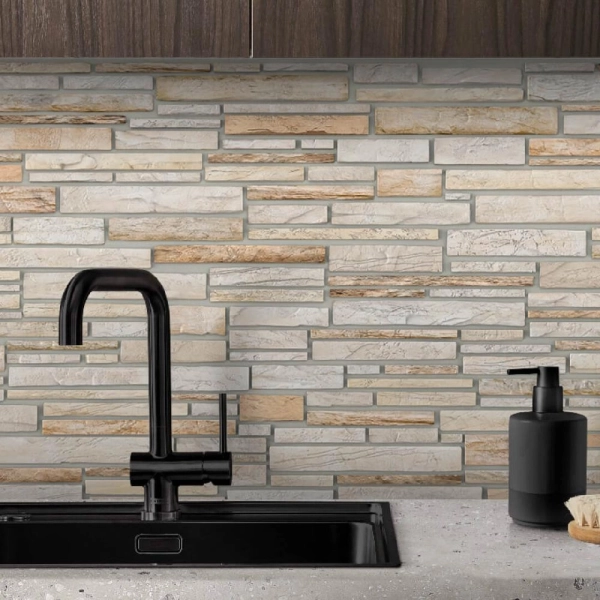 Панель ПВХ 0,3 мозаика Пластушка бежевая