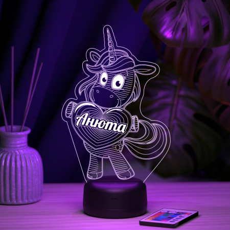 3D светильник  Светильник "Единорог с именем Анюта"