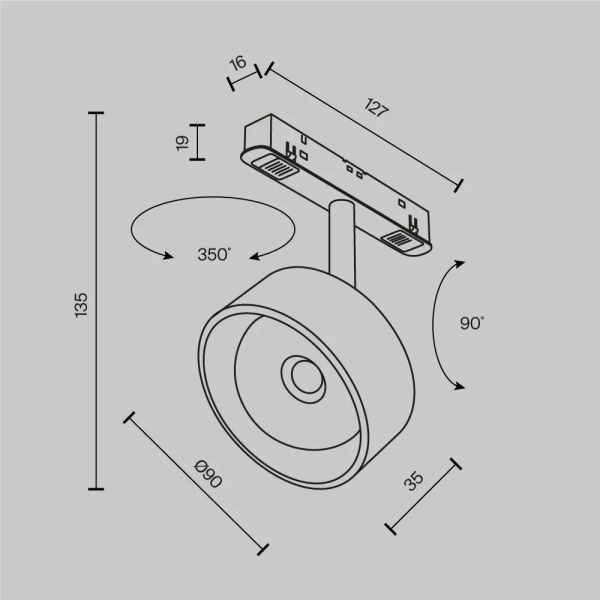 Трековый светильник Technical TR217-4-15WTW-DD-B