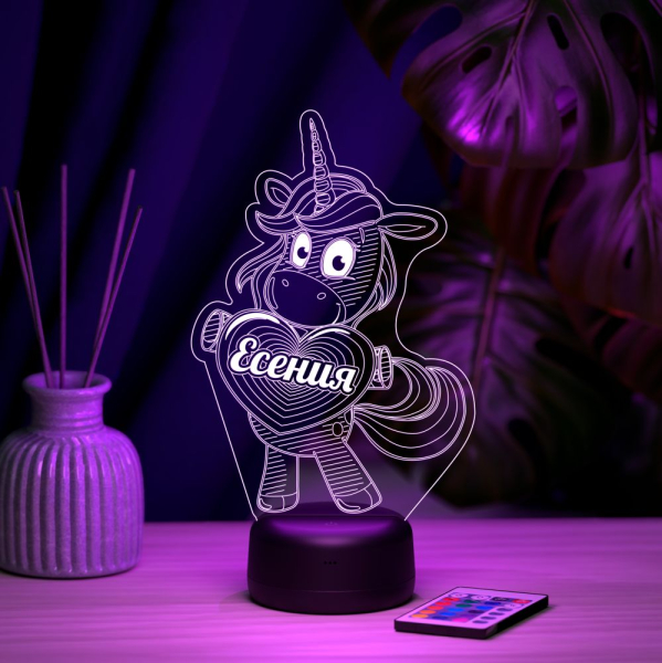 3D светильник  Светильник "Единорог с именем Есения"