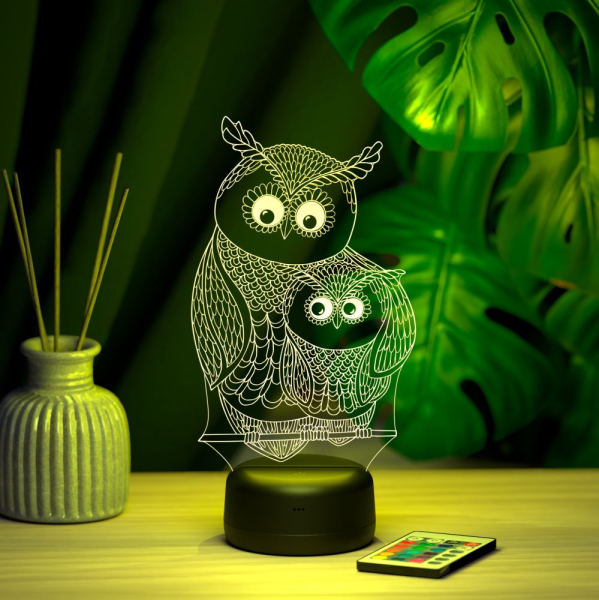 3D светильник  Светильник "Сова с совенком"